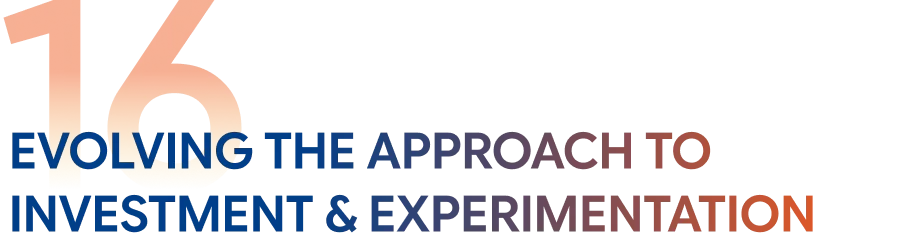 Evolving the approach to investment & experimentation